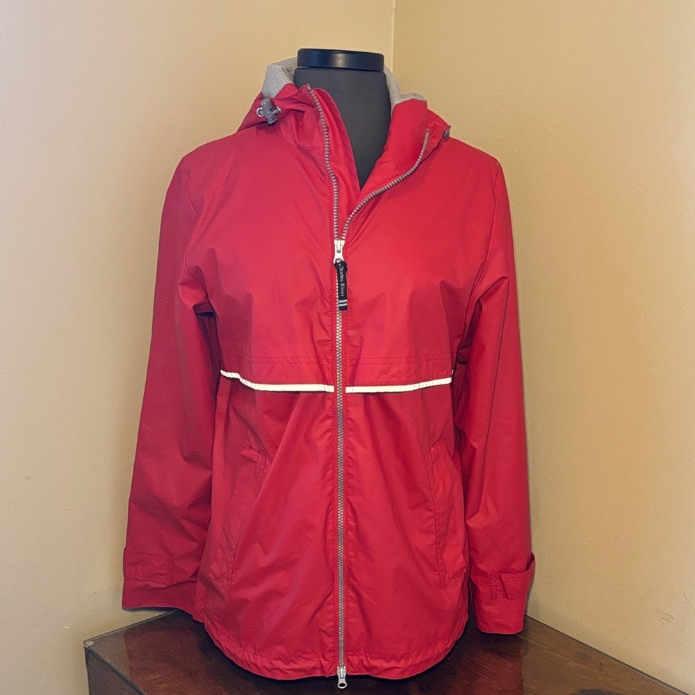 Charles River Apparel Hooded Rain Jacket, red, small, rain coat, anorak